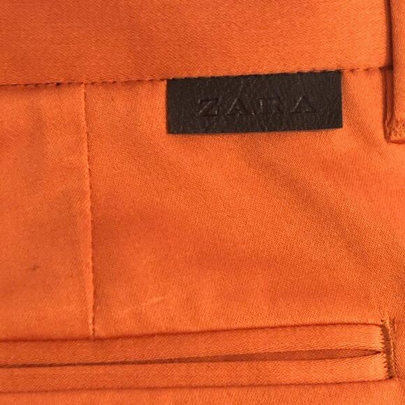 Zara Men Burnt Orange Flat Front Cotton Chino Trouser Pants Sz 31W - Picture 5 of 8